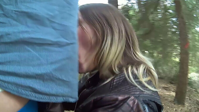 Older Woman Gives A Deepthroat Blowjob In The Woods